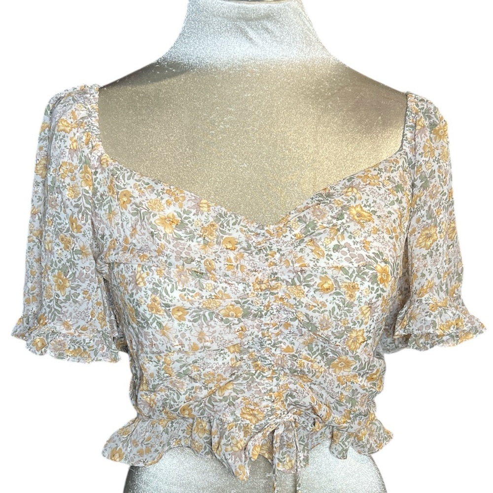 Altar'd State Yellow Floral cottage core Blouse L